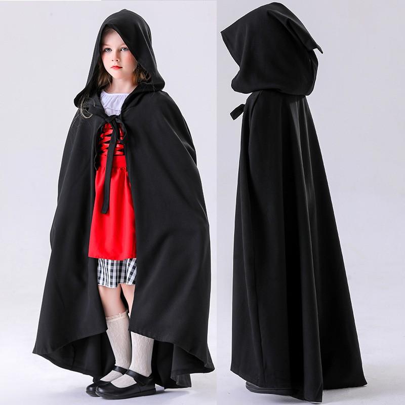 Halloween Cosplay Vampire Witch Black Red Cloak Adult Kids Death Costume Cape