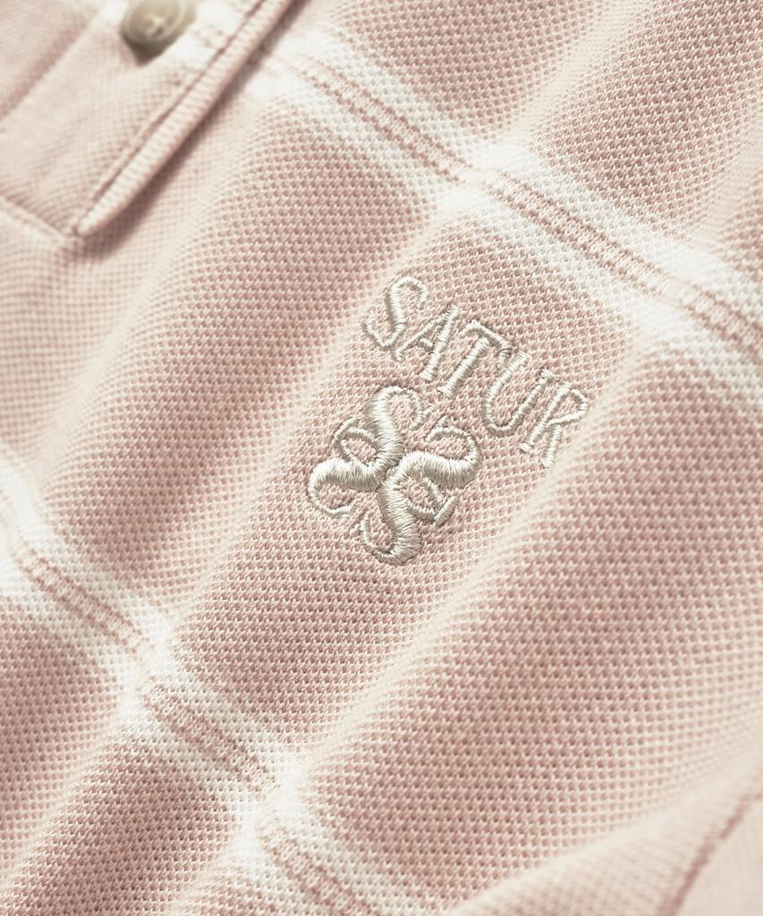 Seteo (W) Striped Pique Polo Short Sleeve T-Shirt Light Pink