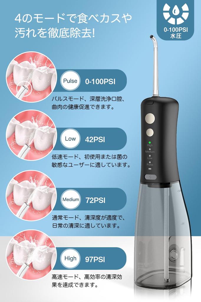Oral Irrigator Jet Washer Innovative 5 Water Flow 6 Replacement Rotating Pulse Water 350ML Large Capacity USB IPX7 Interdental Oral Ideal for Home