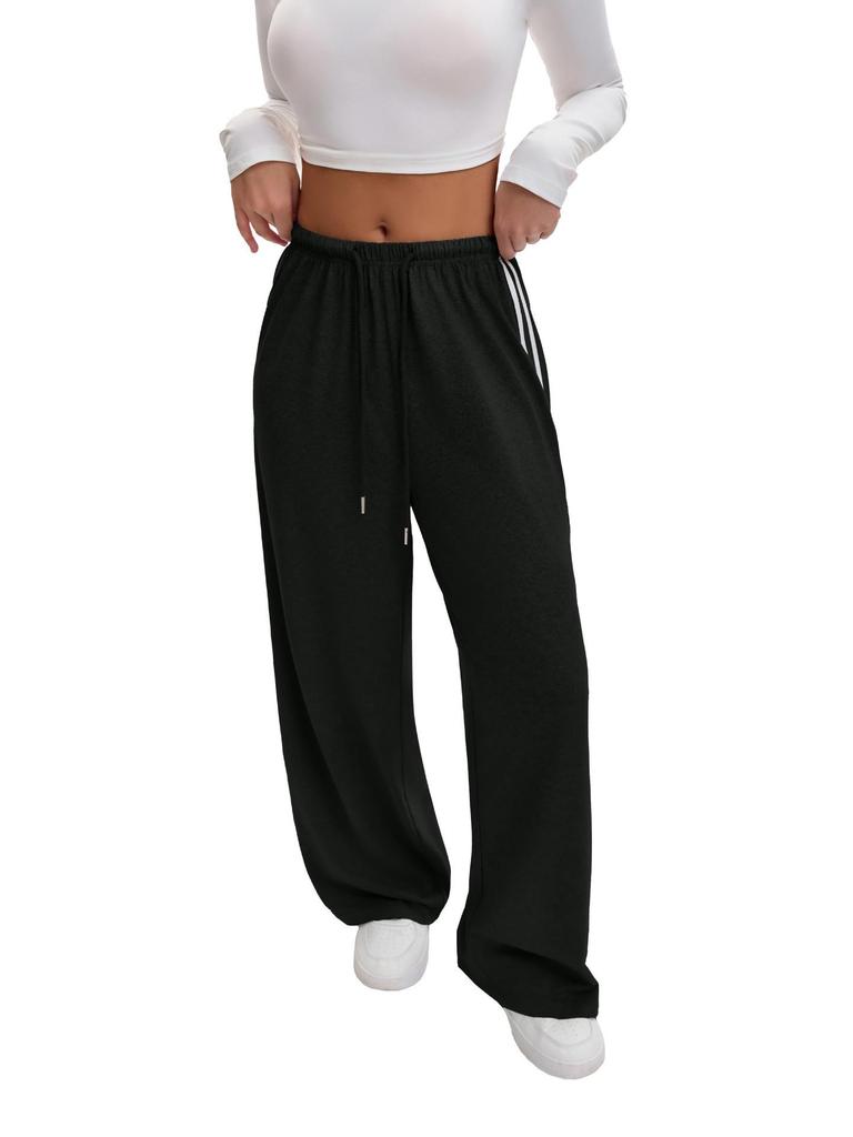 European Side Stripe Wide-Leg Sweatpants: Women's High-Waist Loose Casual Pants