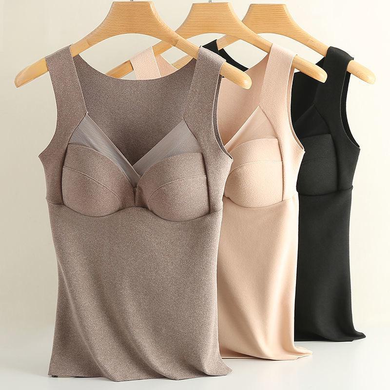 Women's Warm Velvet Vest with Chest Pad - Winter Tops Large Sizes
