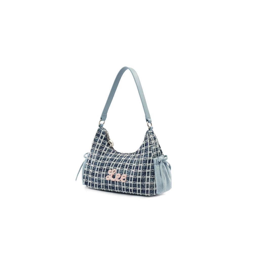 New Lee Fabric Shoulder Bag Women's Dark Blue White Plaid LE250033M-539