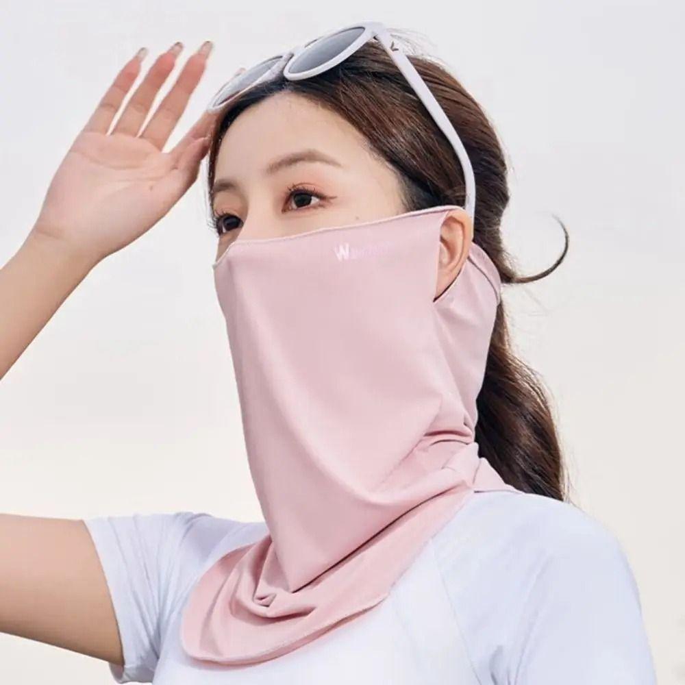 

Fishing Face Shield Summer Face Veil Sun Protection Neckline Face Cover Driving pink-no holes