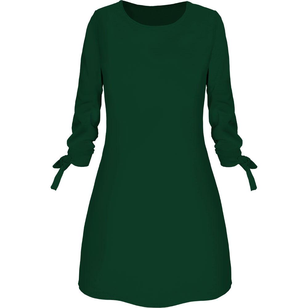 Casual Solid Color O-Neck Dress with Lace for Spring, Summer, and Autumn
