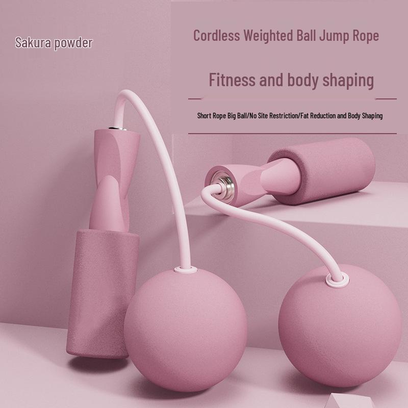 Cordless Quiet Dual-Use Weighted Jump Rope with Big Fitness Ball for Indoor Exercise