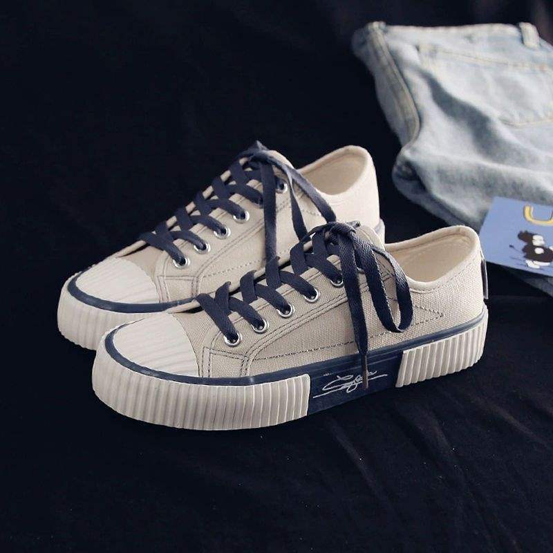 Canvas shoes women's spring and autumn leopard print trend Korean version of campus sports shoes thick-soled high street muffin bottom thick-soled ins