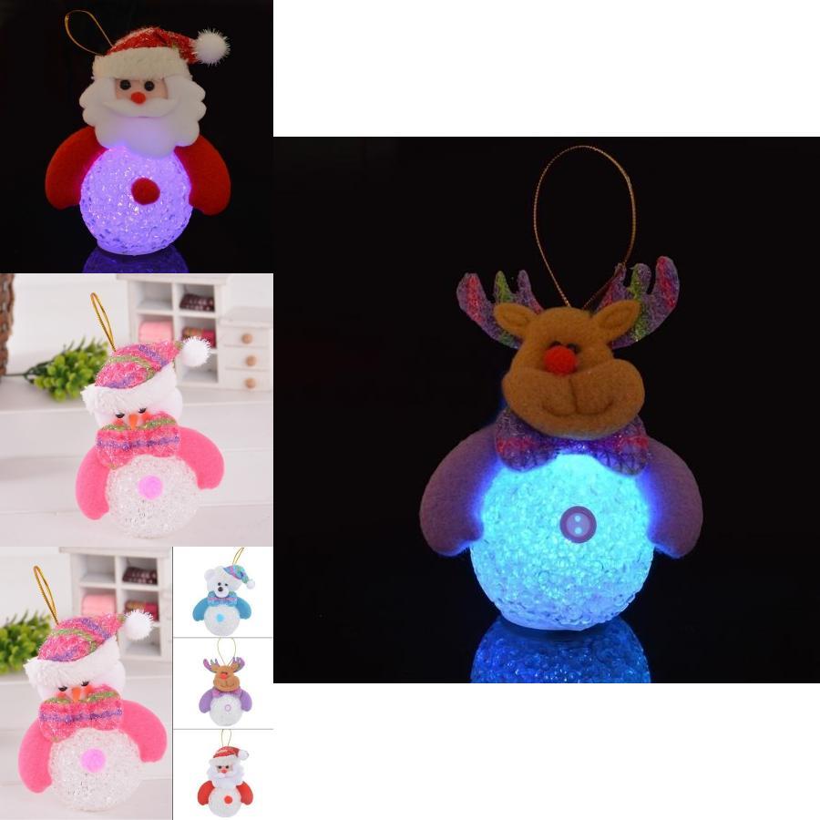 Exquisite Christmas Luminous Pendant With Santa Claus Snowman Bear And Elk Eye Lantern Snowman Led Night Light