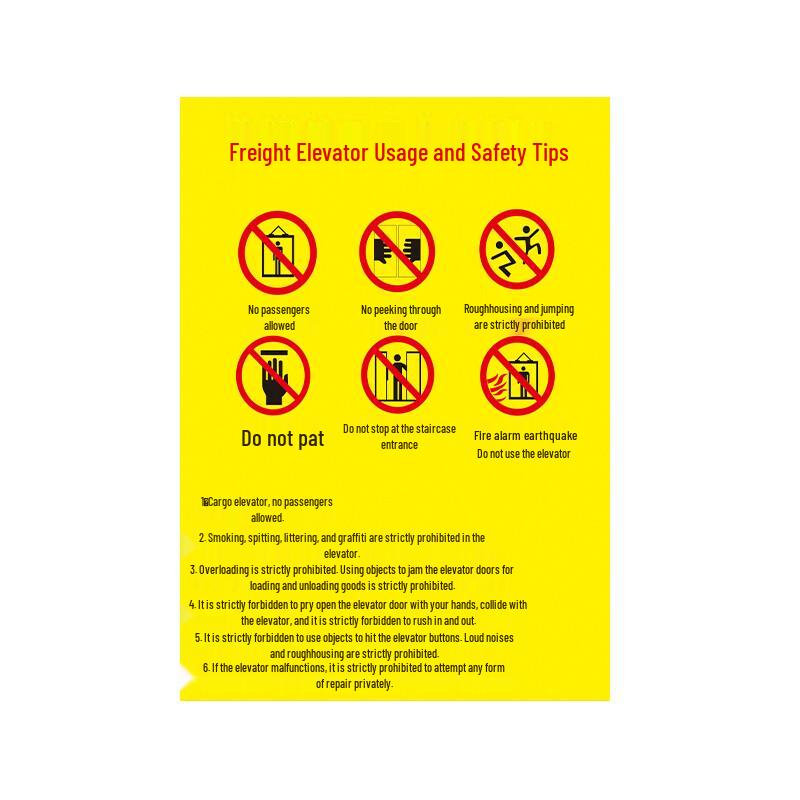 Guanfeng Freight Elevator Safety Warning Sticker 20x30cm