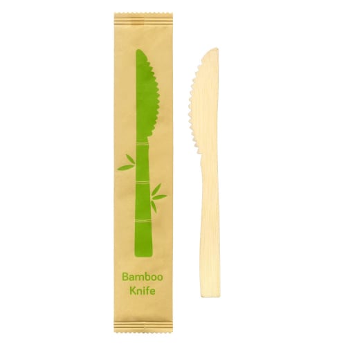 Kyushu Paper Co., Ltd. 2,000 Bamboo Knives, Kraft Paper, 17cm, Paper Wrapped, Individually Wrapped, Disposable, Eco-Friendly, Perfect for Cafes, Outdo