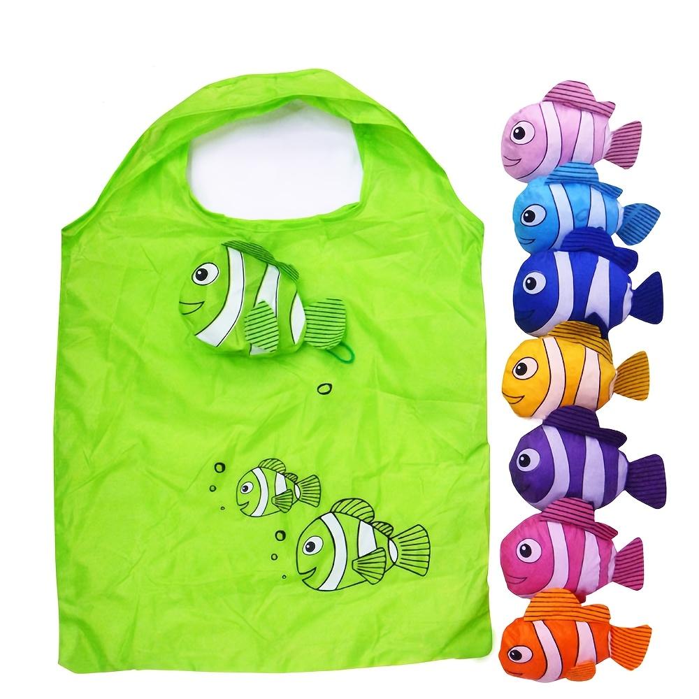Supermarket Shopping Handbag Vest Style Foldable Small Fish Model Waterproof Portable Storage Thickened Large Capacity Fashionable Recyclable Gift Bag 9PCS random Color 1664₽