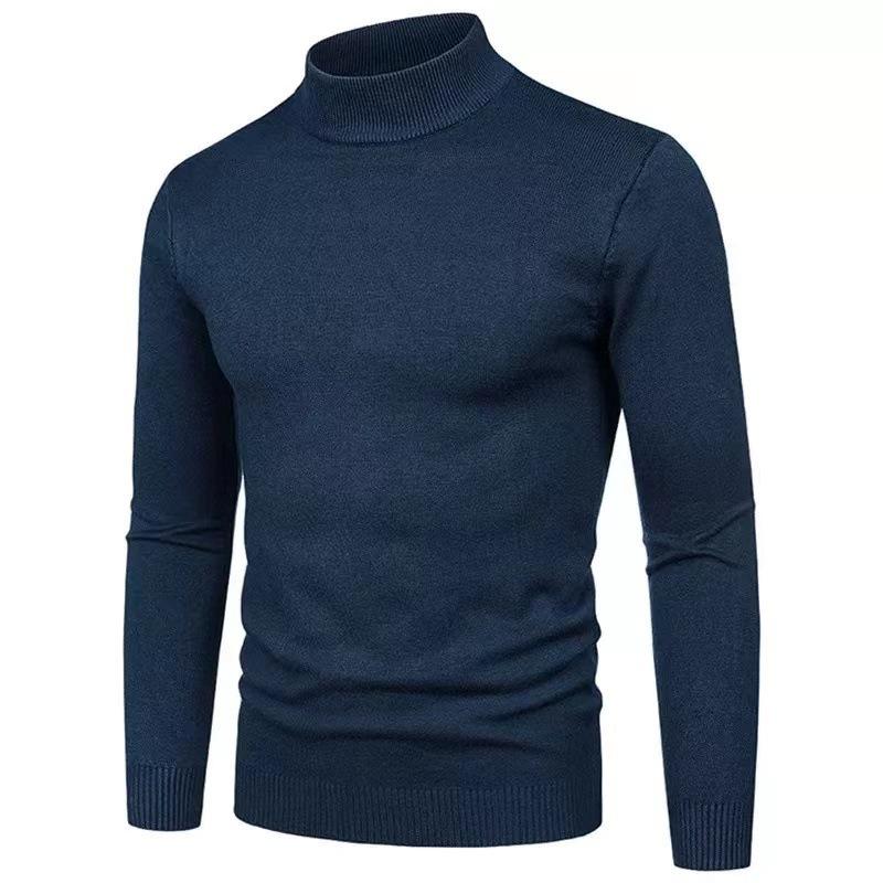 Autumn and Winter Do Not Fade Anti-pilling Core-spun Yarn Solid Color Men's Semi-turtleneck Bottoming Sweater Knitted Sweater