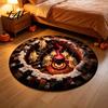 Durable Area Rug 3D Haunted Staircase Rug Halloween Ghost Stair Round Carpet with Anti-slip Backing Floor Mat for Living Room Bedroom Bathroom