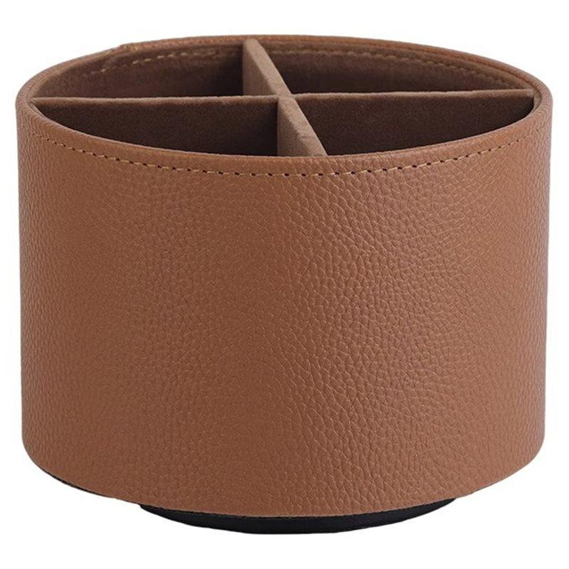 ABKY-Bathroom Organizer Leather Make Up Brush Sundry Storage Box Pen Holder Lipstick Holder Perfume Stand Jewelry Box