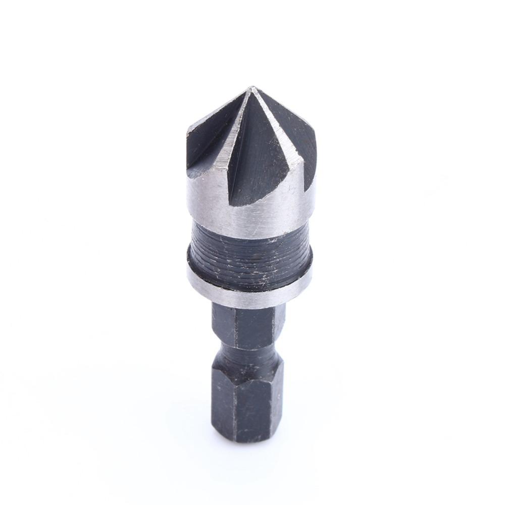 3pcs 1/4 Inch Hex Shank Countersink Bore Set 5 Flute Countersink Bits Woodworking