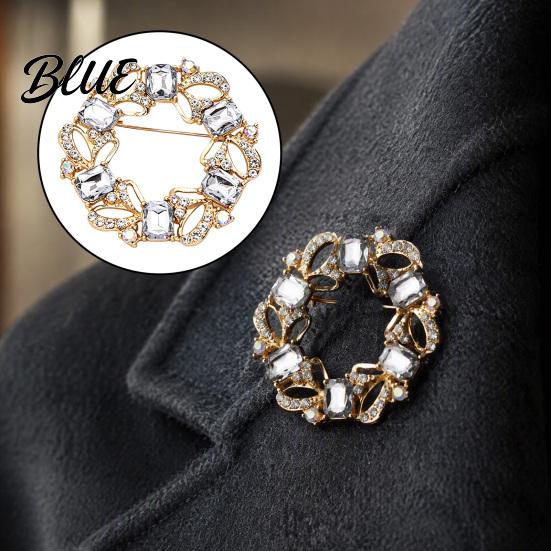 Formal Outfit Embellishment Women Rhinestone Hollow Wreath Brooch Dainty Decorative Badge Brooch Pin Sweater Cardigan Coat Dress Jewelry Accessories