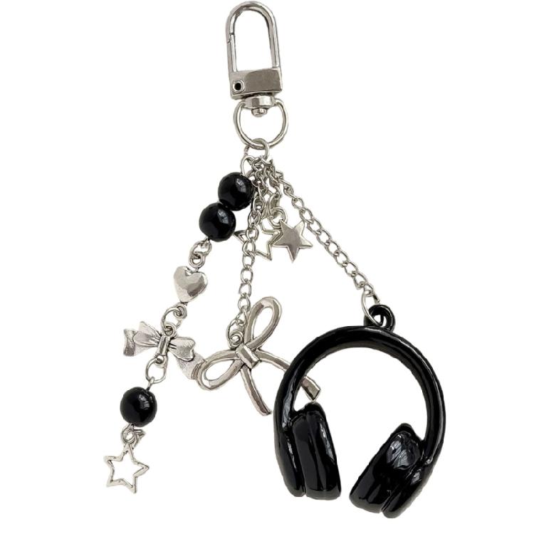 

Pack of 1 Fashionable Bowknot Star Earphone Keychain with Star Moon Universe Patterns Original Artistic Design чорний