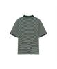 NOTIG Cotton Blend Striped Collared Short Sleeve T-Shirt Green