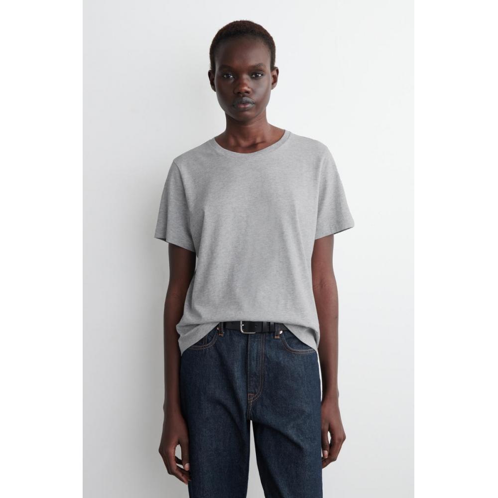 Cos Japan Crewneck CoTTon T shirT lighT Grey Melange light grey melange/S