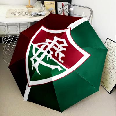 1PC Flumi-nense Football Crest Printed Umbrella Folding Umbrella, Automatic Umbrella 8-Frame for Travel, Camping Fan Gifts Christmas Gifts
