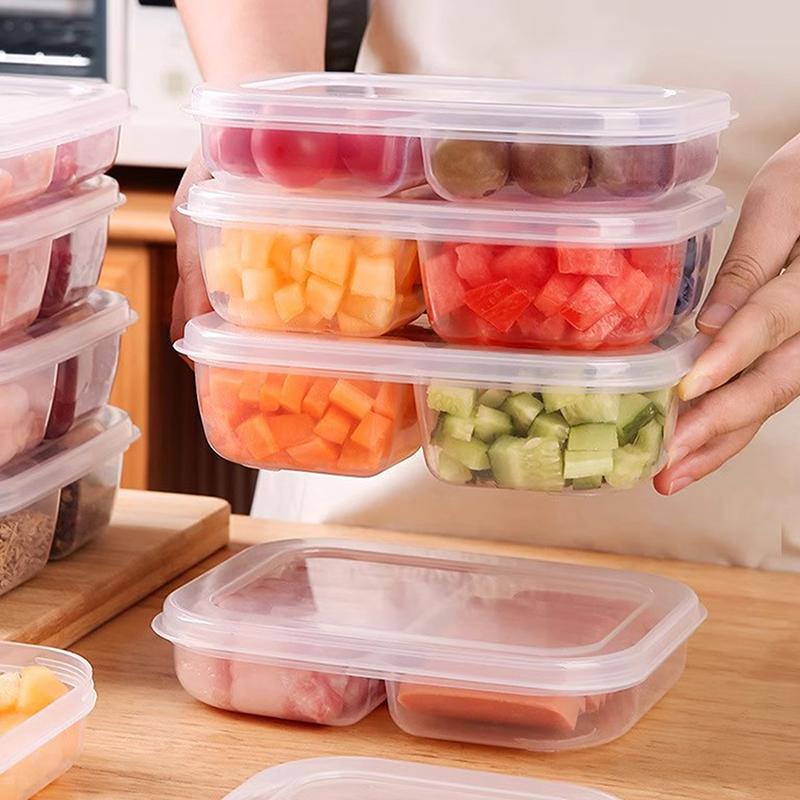 2/4/6 Grids Kitchen Food Storage Container Box Portable Refrigerator Vegetable Sealed Preservation Box Refrigerator Food Grade