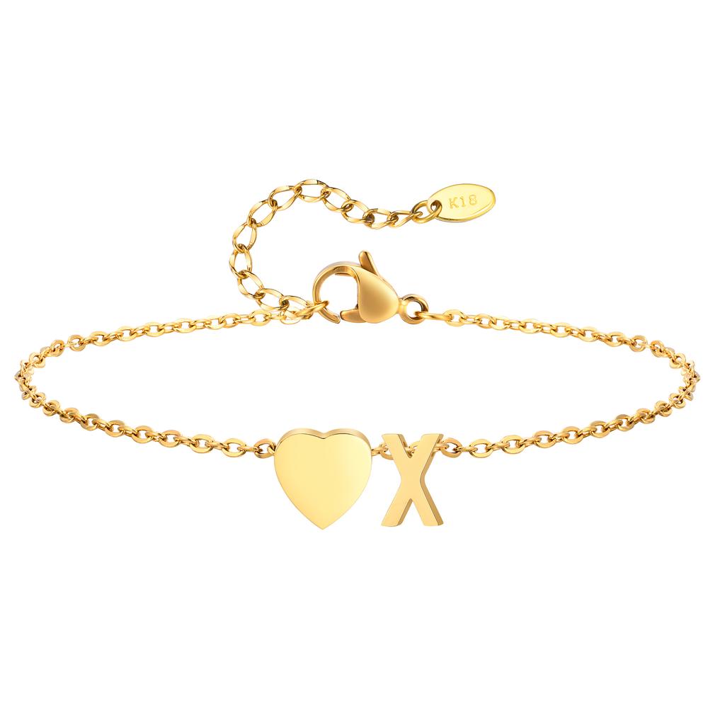 Bohemia A-Z Letter Initial Anklet for Women Gold Color Heart Alphabet Ankle Bracelet Beach Party Travel Fashion Foot Jewelry