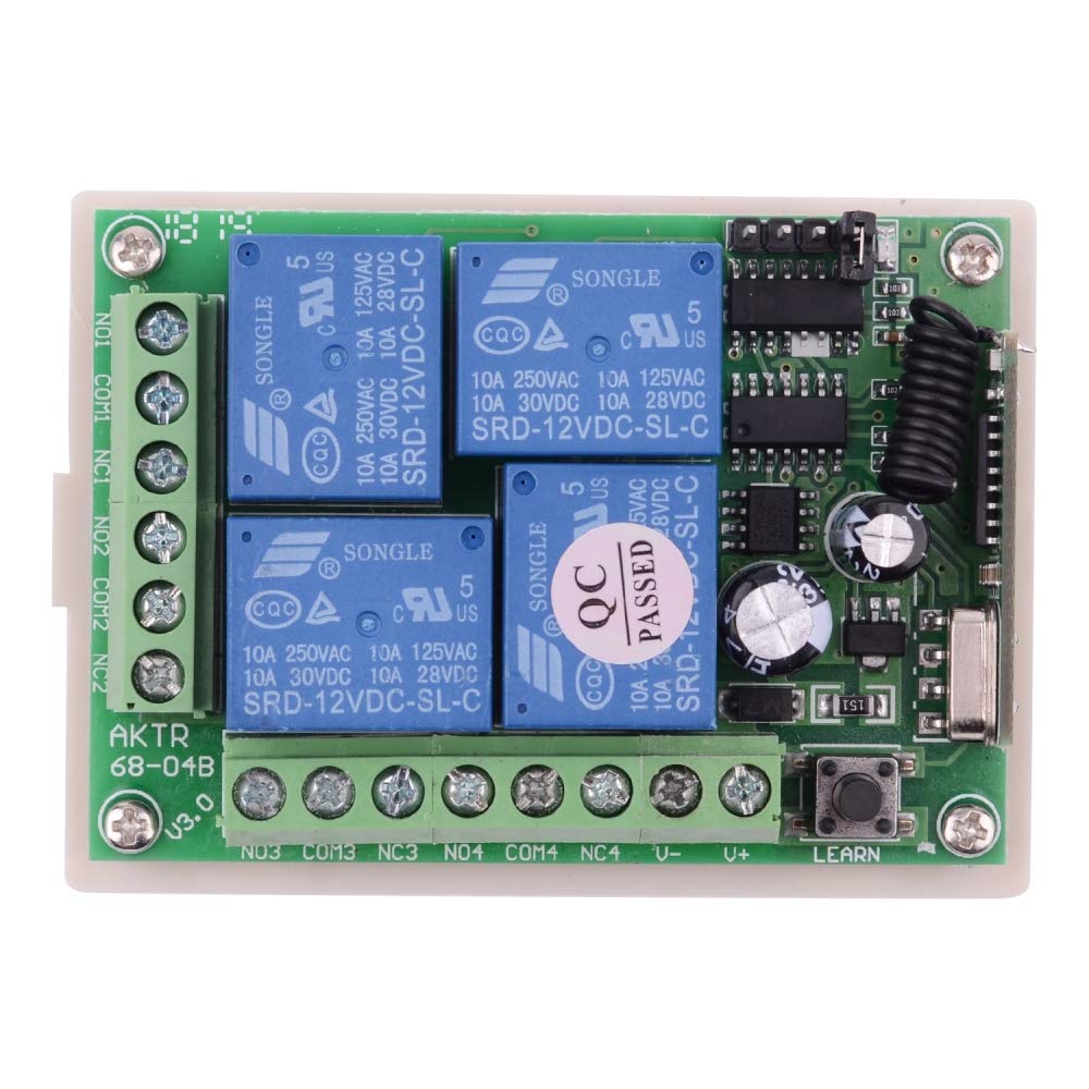 12V 4-Kanal Funkfernbedienungsschalter 315MHz Drahtlose Fernbedienung 12V 10A Drahtloser Fernbedienungssender mit Empfänger zur drahtlosen Steuerung