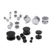 Korean Style Unisex Barbell Combo Earrings: Round, Double-Sided Black Ear Bone Studs – Simple Design