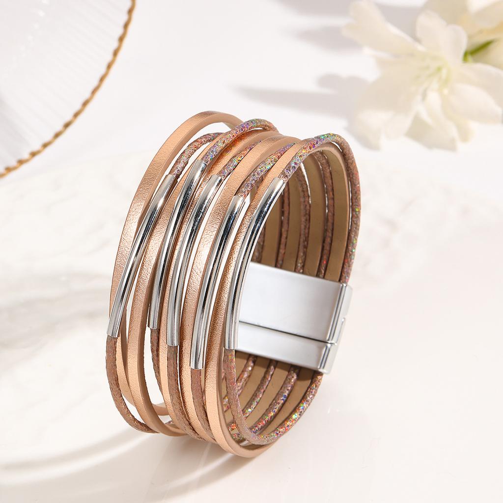 Bohemian Multilayer Leather Bracelet for Women Simple Wrap Bangles Party Jewelry Gifts