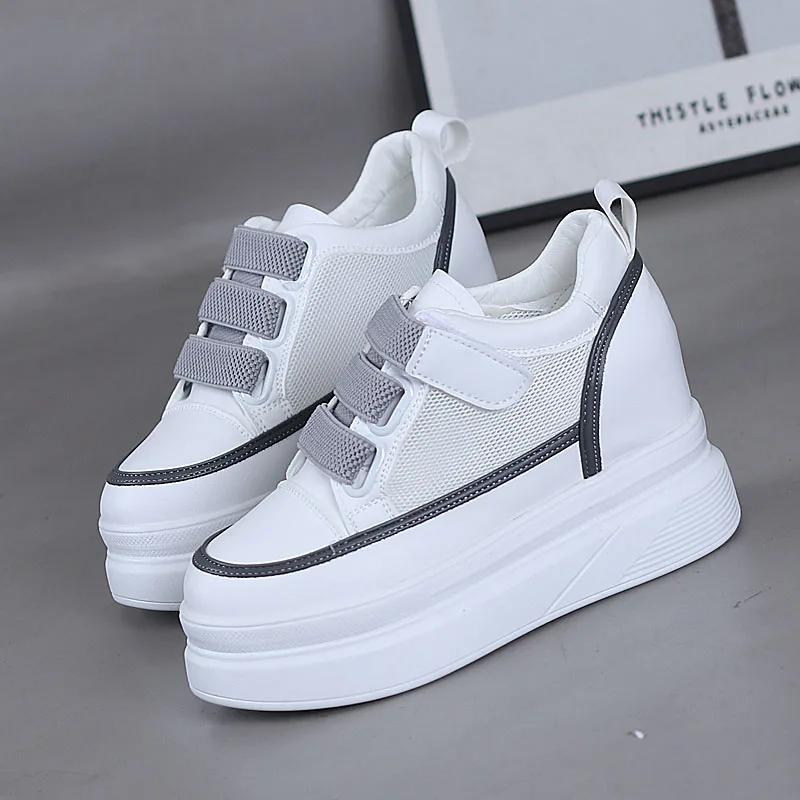Fashion 2025 Spring Women's High Heels 9 Cm Thick Base Sneakers New Autumn and Winter Fashion Casual Shoes Black White 34-40