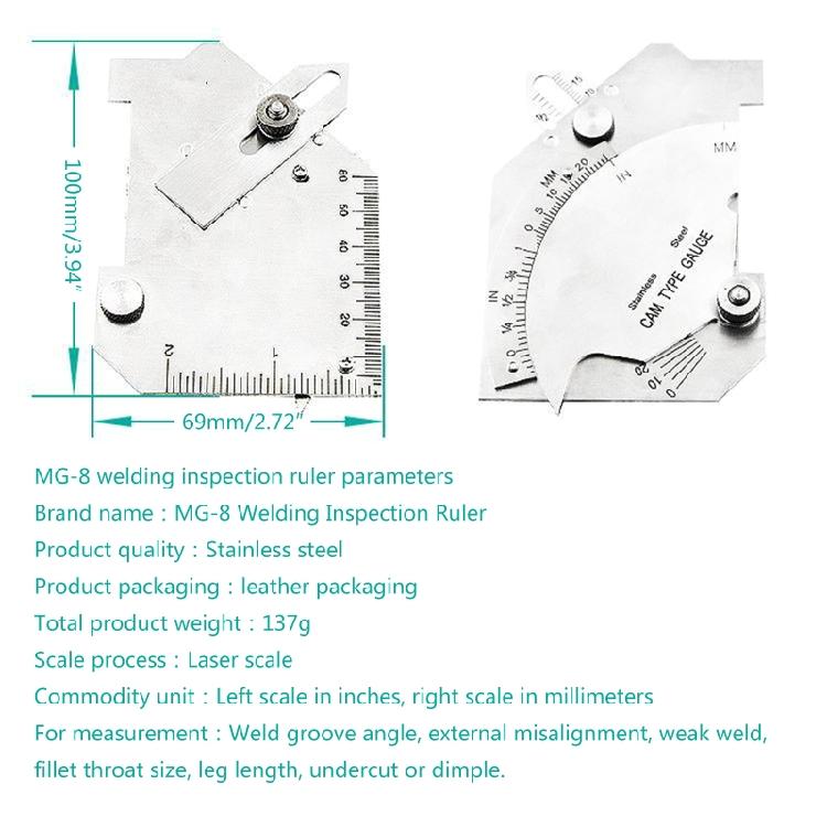 Inch & Metric Bridge Cam Welding Gauge Welded Surfaces Joint Undercut Fillet Leg