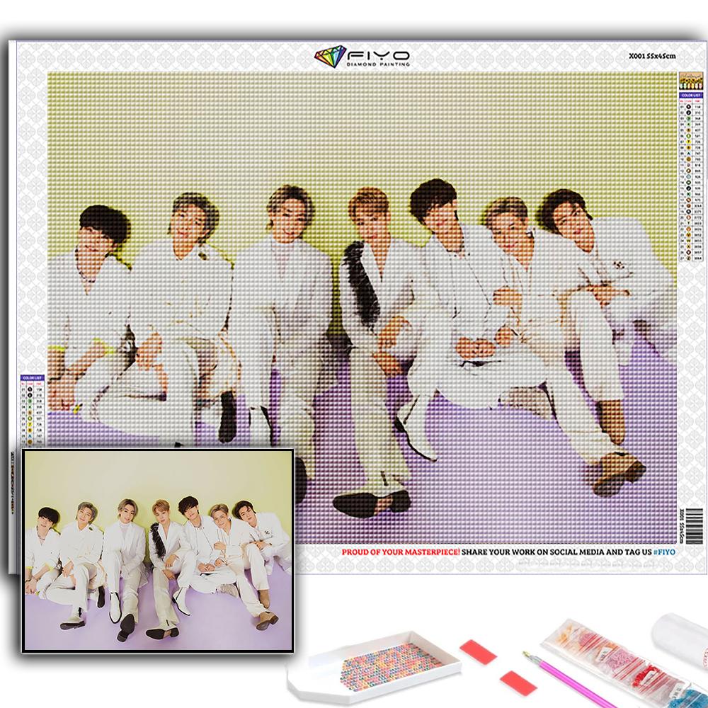 5D DIY Diamond Painting Cross Stitch Korean Boy Group Diamond Embroidery Mosaic Wall Art Home Decoration