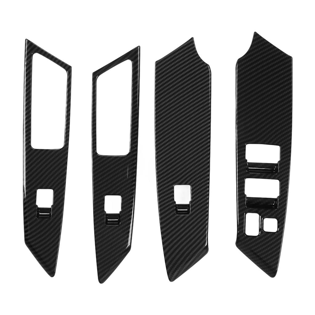 4pcs Door Armrest Window Switch Trim Carbon Fiber Style Replacement for Mitsubishi Pajero Montero Shogun Sport 19‑21