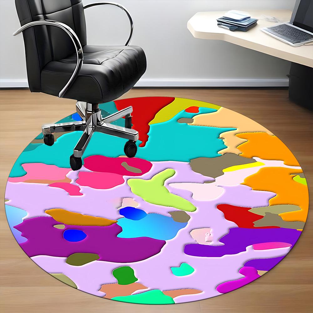 1pc Colorful Design Chair Carpet for Office Non Slip, Machine Washable Rug for Office, Room Holiday Decor for Christmas, Birthday Polyester