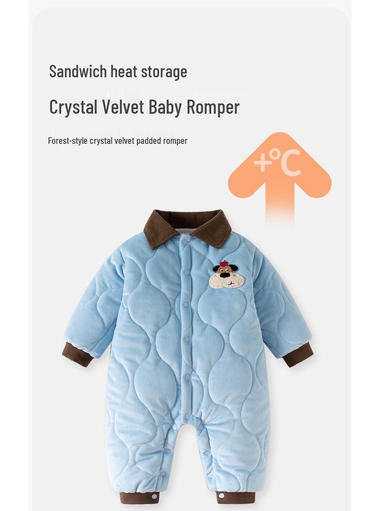 Macacão de Algodão Aconchegante para Bebê Menino - Roupa Quente e Estilosa para Outono/Inverno