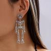 Crystal Pumpkin Ear Studs Zircon Long Tassel Drop Earrings Punk Halloween Skull Earrings  Party