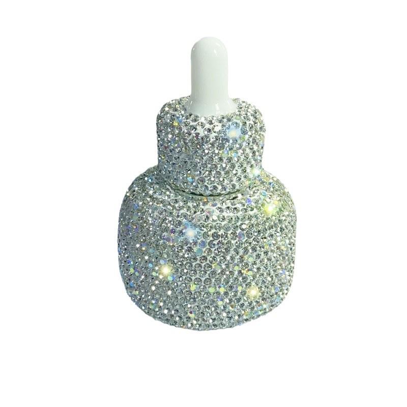 Skleněná lahvička s kapátkem s diamanty – 30ml luxusní nádobka na esenciální oleje na parfémy a péči o pleť