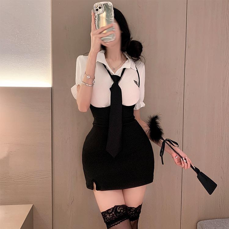 New American sweet and spicy suit summer jk uniform Spice girl college style shirt hip skirt two-piece set