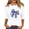 Women's Fashionable Casual Three Quarter Sleeve Printed Collar Pullover Top