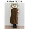 UR 2026 Women's Retro Lace-up Slit Casual Skirt
