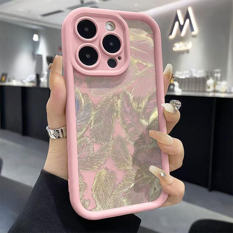 Golden flash feather is suitable for iphone16pro mobile phone case Apple 1514 Europe and America 13promax new 12x
