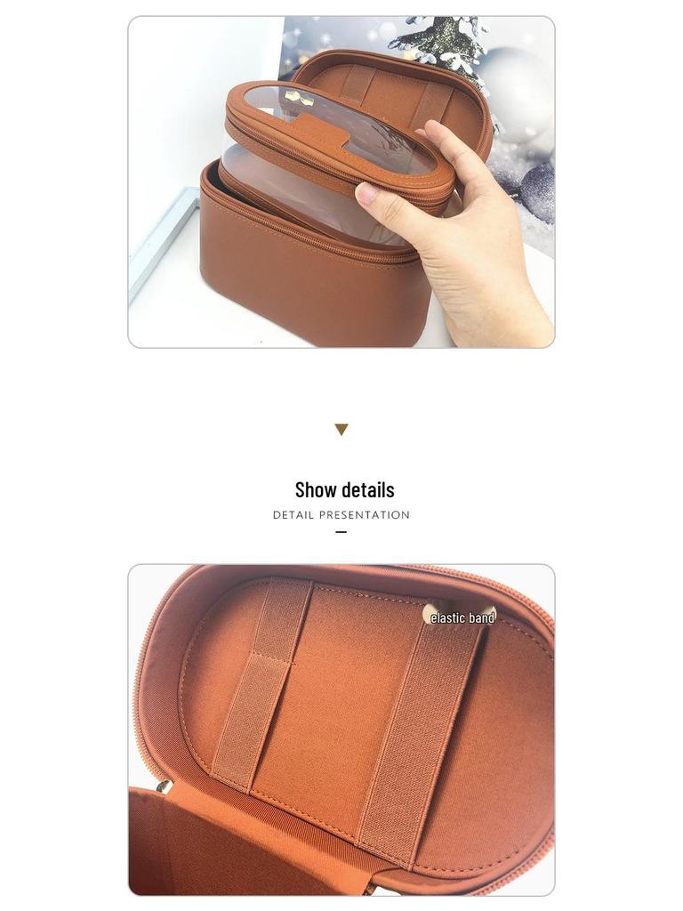 Double-Layer Makeup Bag: Mother-Child Transparent Travel Wash Bag with Wet/Dry Separation