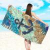 1pc Ocean Element Printed Beach Towel, Starfish Boat Anchor Design for Travel Swimming Pool Yoga Gym Exercise Towel Gift