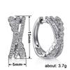 Huitan Fashion Cross Hoop Earrings for Women Luxury Paved Dazzling Cubic Zirconia Temperament Crystal Earrings Statement Zircon