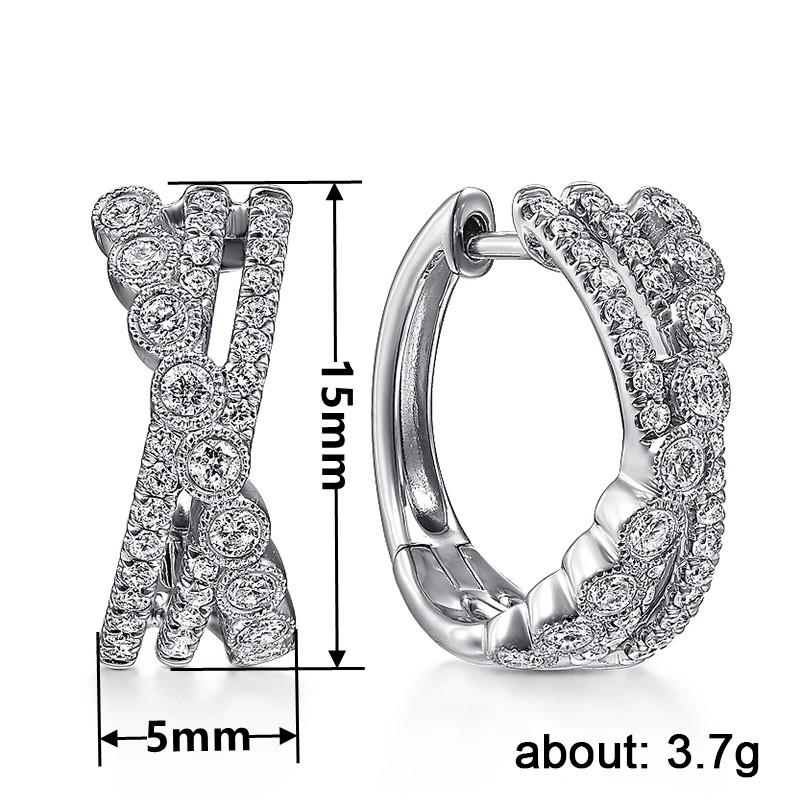 Huitan Fashion Cross Hoop Earrings for Women Luxury Paved Dazzling Cubic Zirconia Temperament Crystal Earrings Statement Zircon