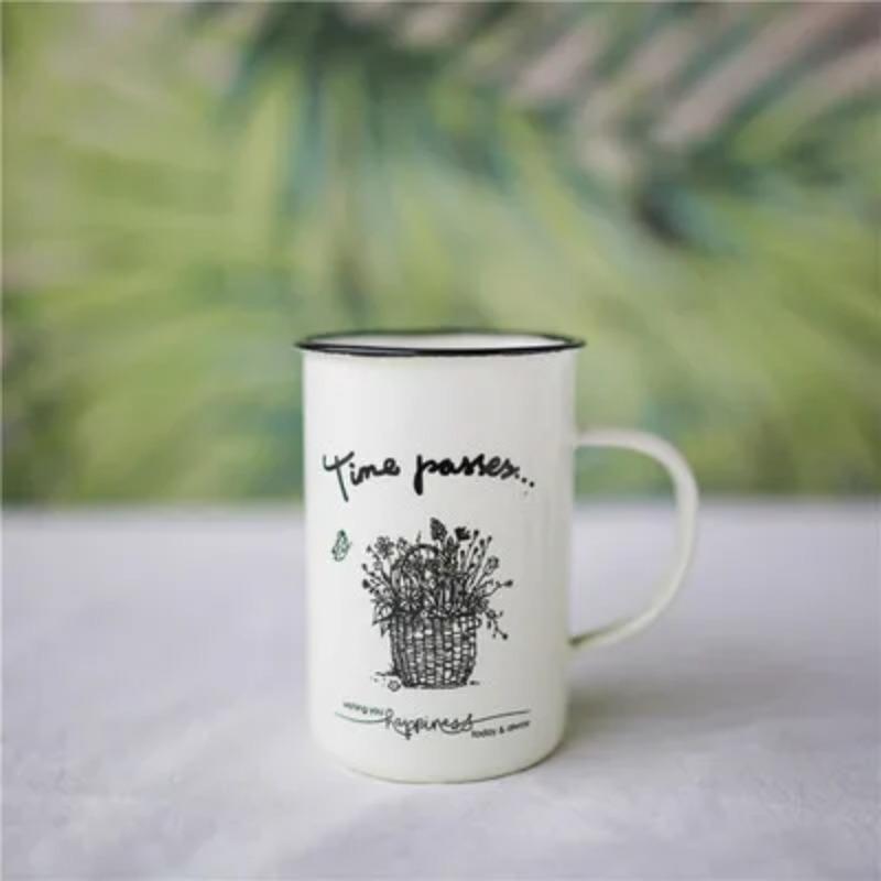Outdoor Enamel Creative Coffee Tea Water Milk Cups Camping Mugs Enamel Mug with Handle Drinkware Vacation Hiking Mug Gifts