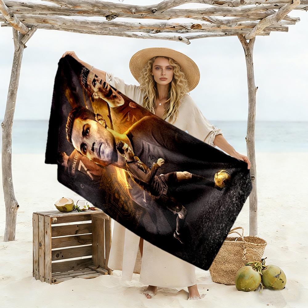 Ronaldo's Evolution Football Beach Towel Super Soft Microfiber Quickdry Fabric Comfortable Lightweight