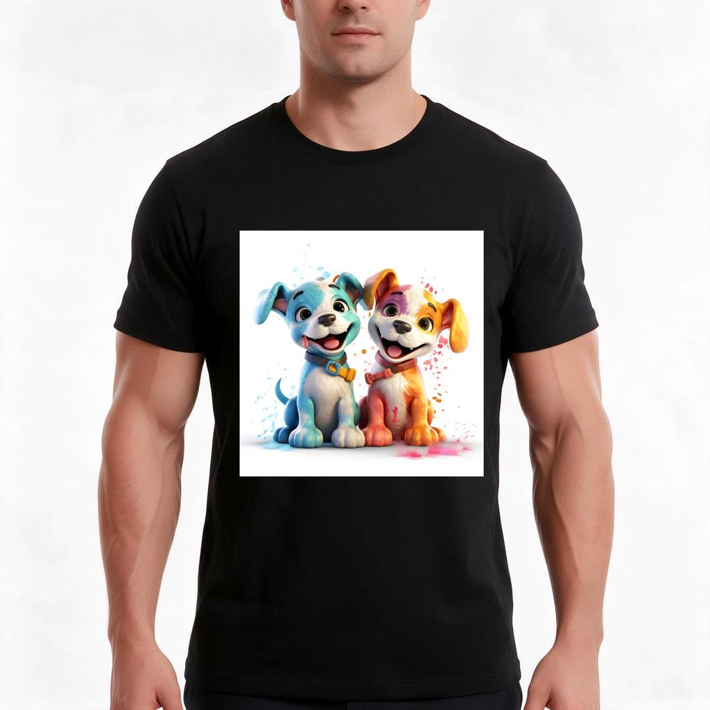 Twin Puppies Tshirt Summer Casual Cotton Tee Oversized Streetwear Tops Vintage Graphic Print Loose Fit Short Sleeve