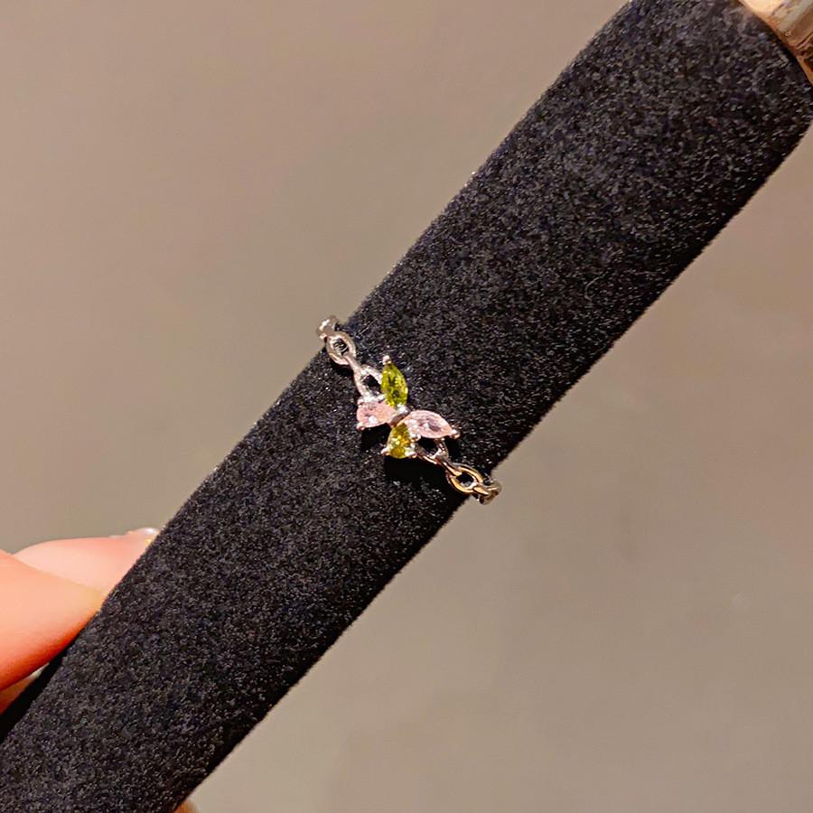 Minimalist Silver Zircon Butterfly Design Open Ring For Women Fashion Jewelry