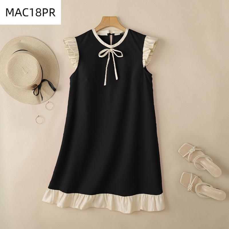 

Women Summer Sleeveless Bow Knot Ruffled Splicing Tanks Dress XL