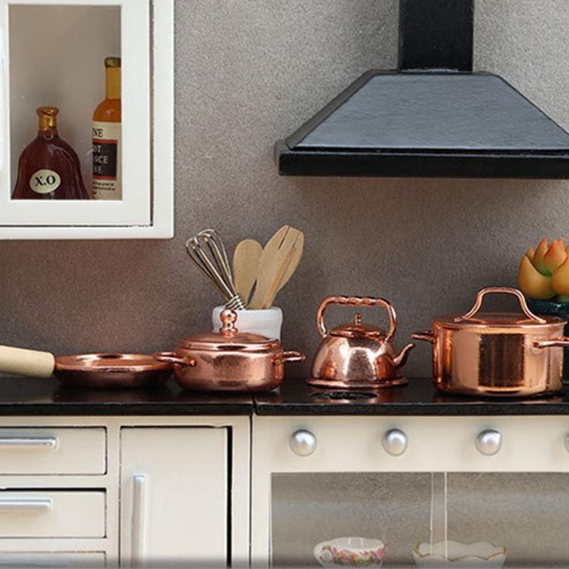 Miniature Kitchen Cooker 1/12 Scale Metal Cookware Strong Design For Realistic Play Scenarios